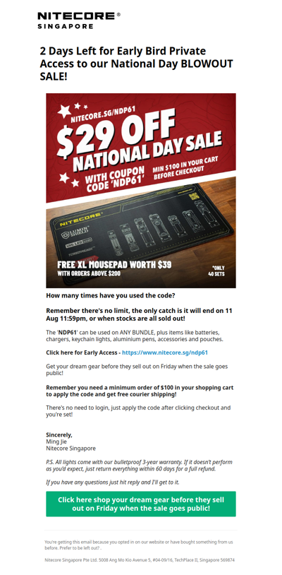 Last chance for $29 off everything