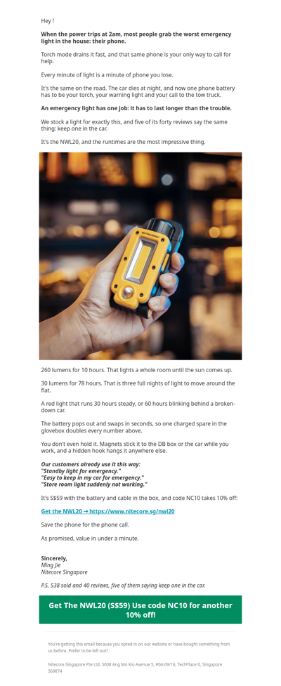 Gear Drop:  Trouble never comes when your battery is full.