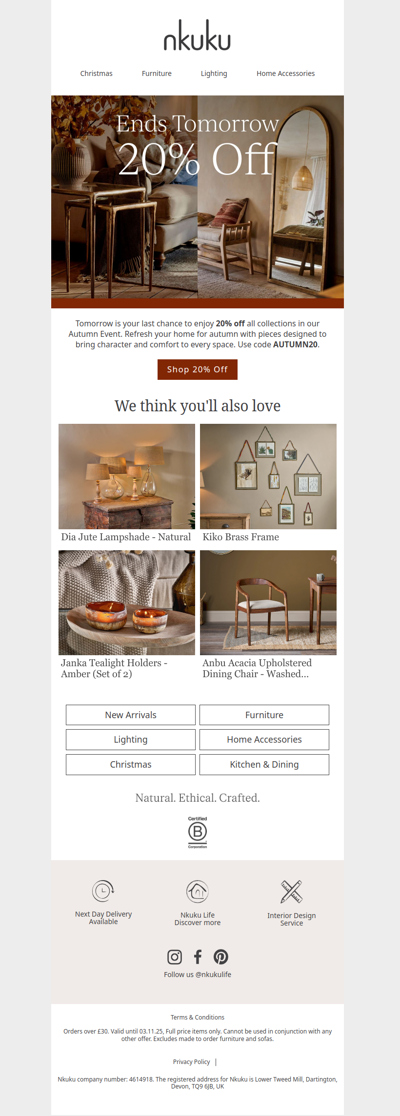 Ends Tomorrow! 20% Off