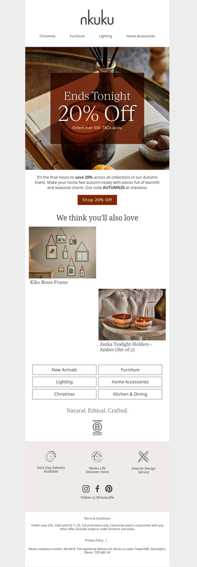 Ends Tonight! 20% Off