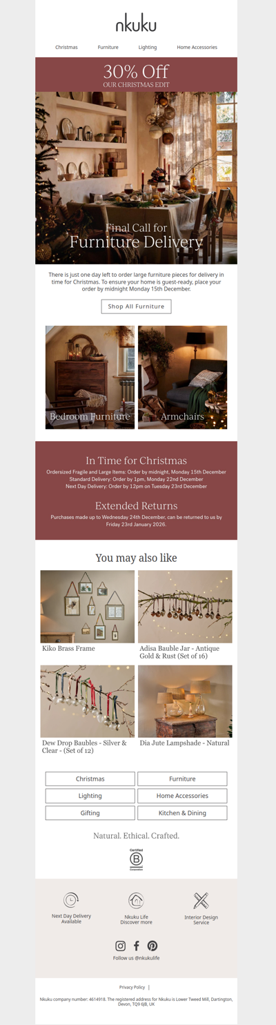 Final Call for Furniture Delivery