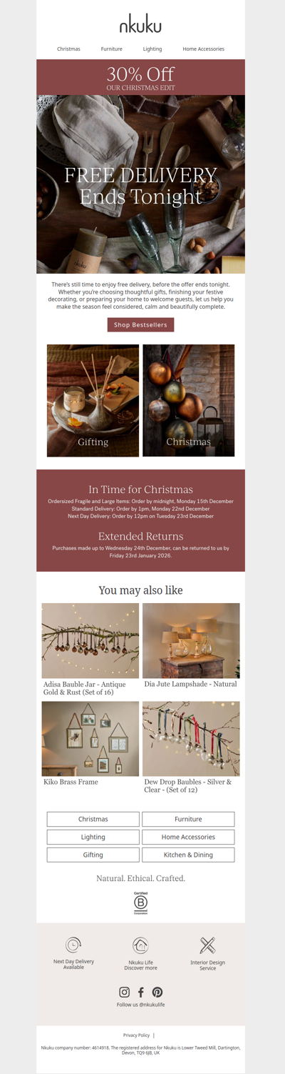 Free Delivery Ends Tonight