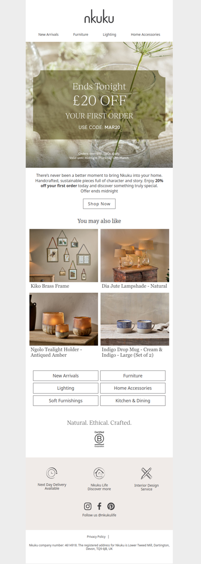 Ends Tonight! £20 Off Your First Order