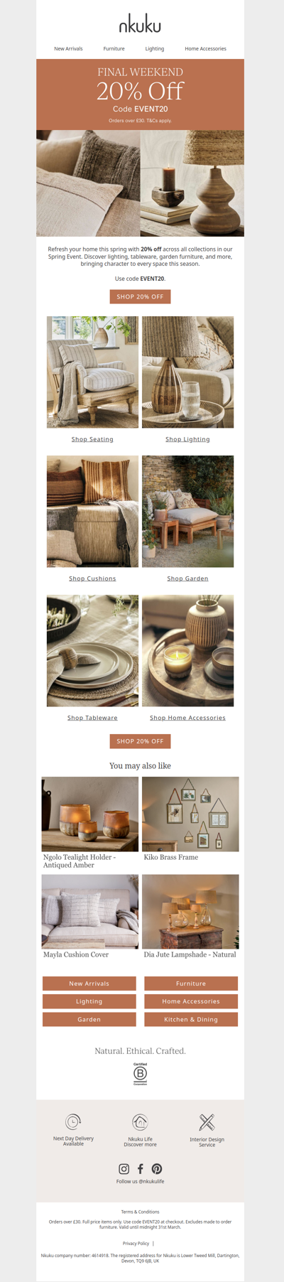 20% Off  | Final Weekend to Save