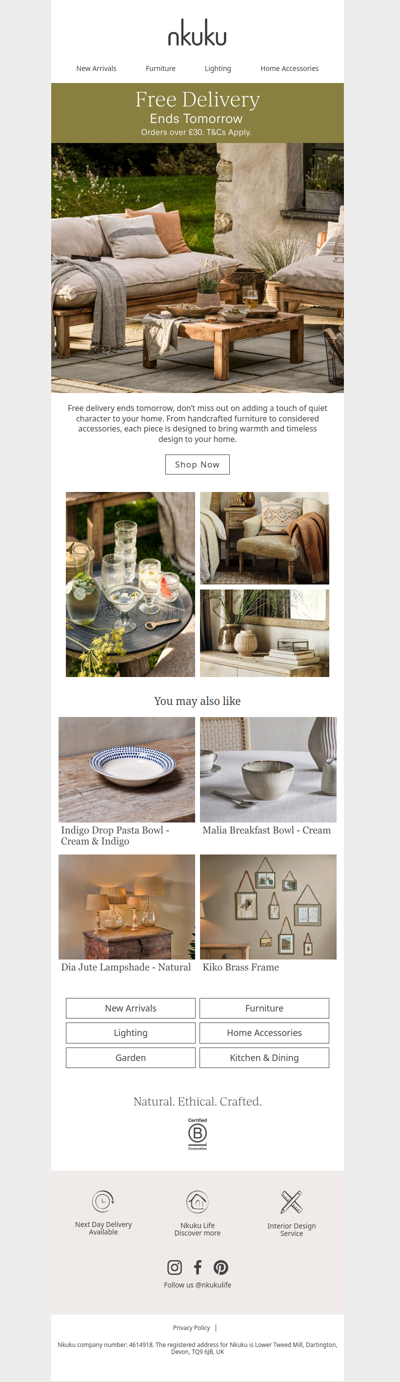 Ends Tomorrow Free Delivery