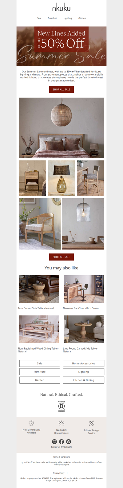 Up to 50% Off Furniture & Lighting