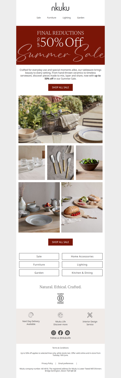 Up to 50% Off Tableware
