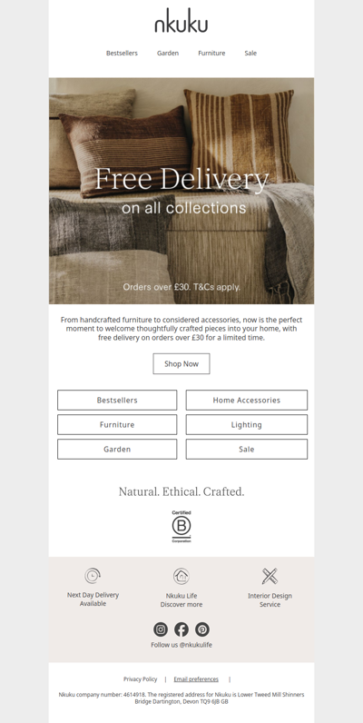 Free Delivery Across All Collections