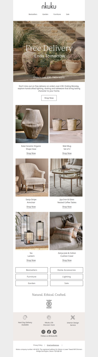 Free Delivery Ends Tomorrow