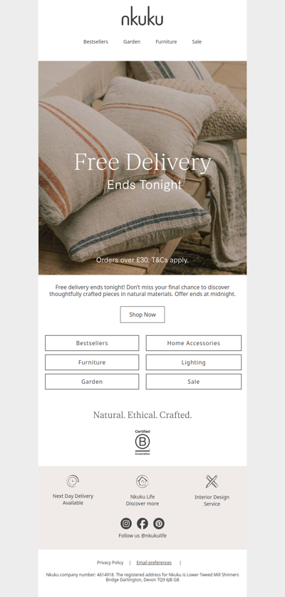Free Delivery Ends Tonight