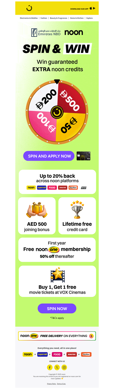 Win Noon Credits of up to 500 AED 🎉