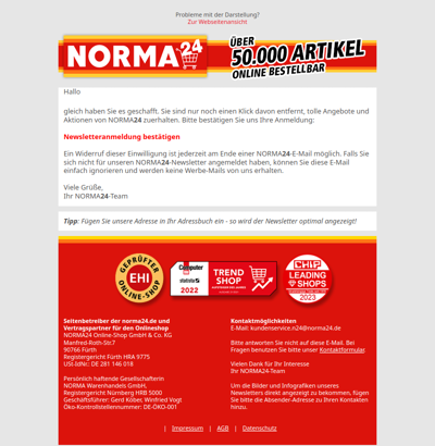 NORMA24-Anmeldung bitte bestätigen