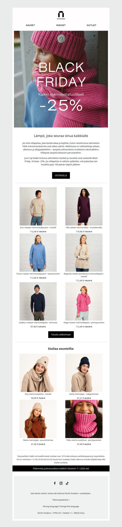 Oulussa valmistetut neuleet ja asusteet -25% 🧶