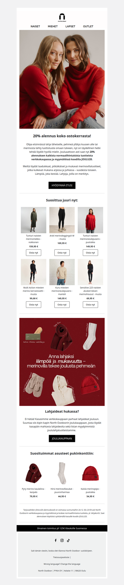 Lämpöä jouluun: –20% koko tilauksestasi ❤️