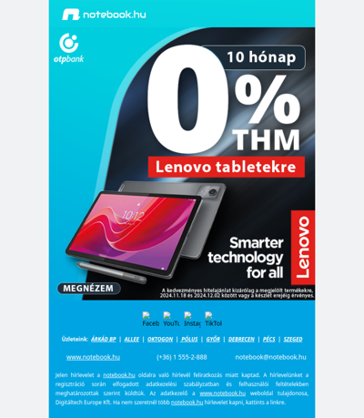 📱 Lenovo tabletek 0% THM-mel – Csak most!