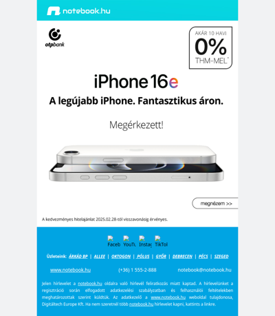 🚀 Megérkezett az új iPhone 16e – Fedezd fel most! 🍏✨