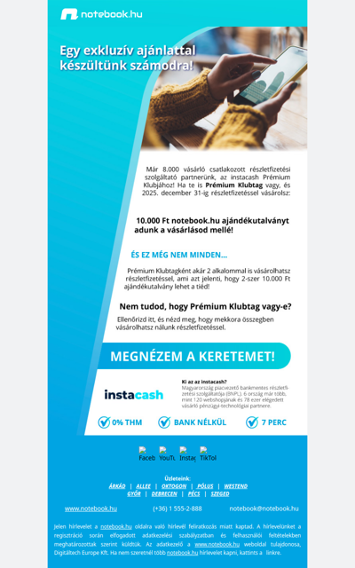 Exkluzív Instacash ajánlat – 10.000 Ft ajándékutalvány vár rád! 🎁