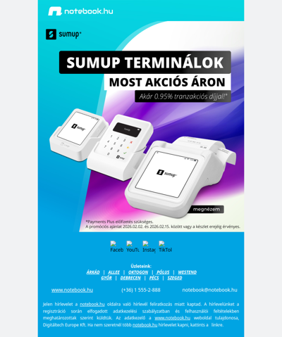 💳🔥 SumUp terminálok most akciós áron