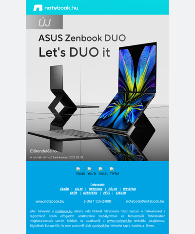 ASUS Zenbook DUO kétkijelzős notebook