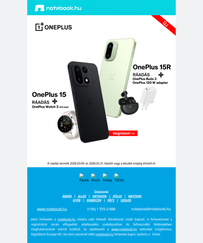 OnePlus 15 és 15R – ajándék kiegészítőkkel