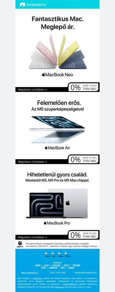 🍏 MacBook akciók – akár 20 havi 0% THM