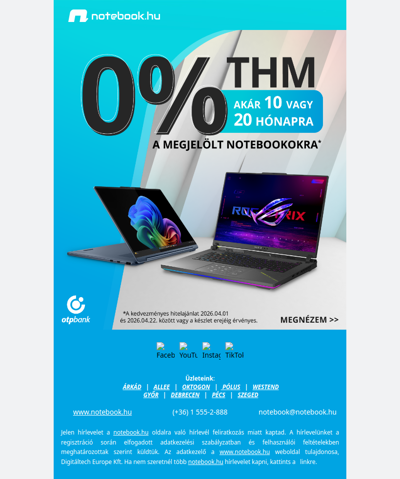 💻 Notebook 0% THM-mel – akár 20 hónapra