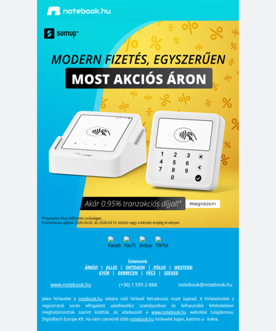 💳 SumUp terminál most akciós áron