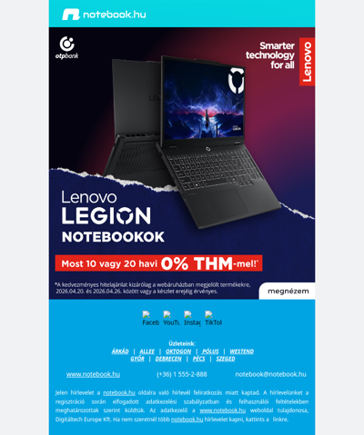 💻 Lenovo Legion – brutális erő, 0% THM