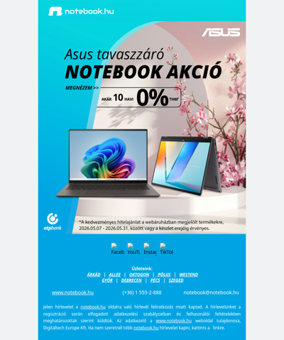 🌸 ASUS notebook akció – most 0% THM-mel