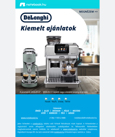 ✨ De’Longhi kiemelt ajánlatok egy helyen