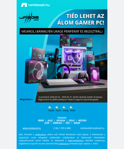 🎮 Vásárolj uRage gamer perifériát és nyerj gamer PC-t!