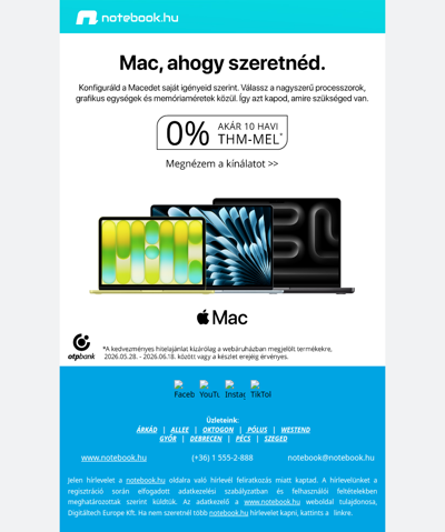 🍏 Mac, ahogy szeretnéd – egyedi konfigurációk akár 0% THM-mel