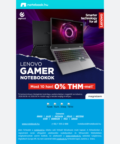 🎮 Szintet lépnél játékban? Lenovo gamer notebookok akcióban