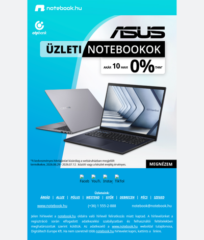 💼 ASUS üzleti notebookok – most akár 10 havi 0% THM-mel