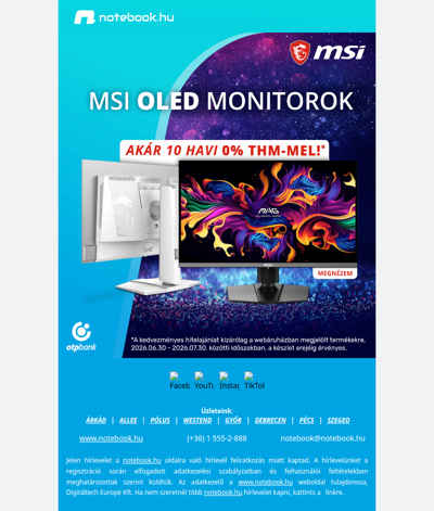 MSI OLED gaming monitorok – most 0% THM-re!