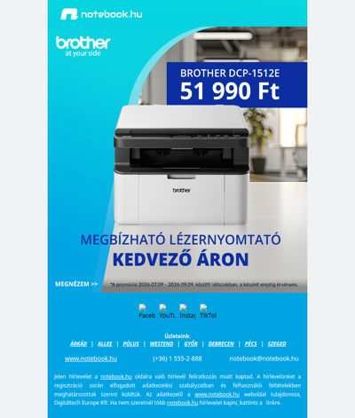 Brother DCP-1512E – kiváló ár, megbízható teljesítmény