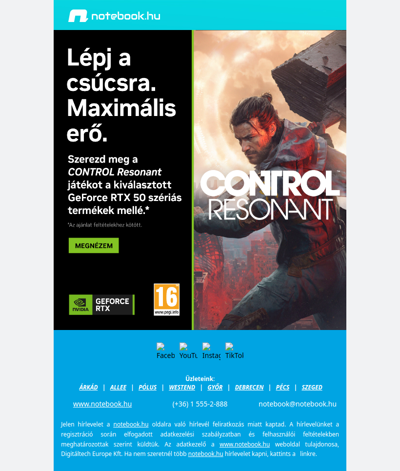 🎮 CONTROL Resonant ajándékba GeForce RTX 50 szériás termékek mellé