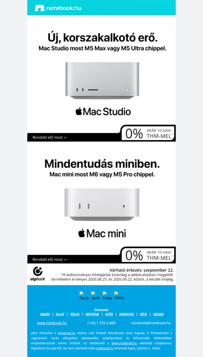 🍎 Új Mac Studio és Mac mini – rendeld elő 0% THM-mel!