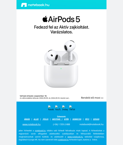 🎧 Megérkezett az AirPods 5 – rendeld elő most!