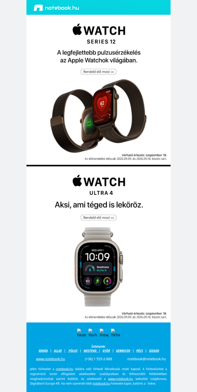 ⌚ Új Apple Watch Series 12 és Ultra 4 – rendeld elő most!