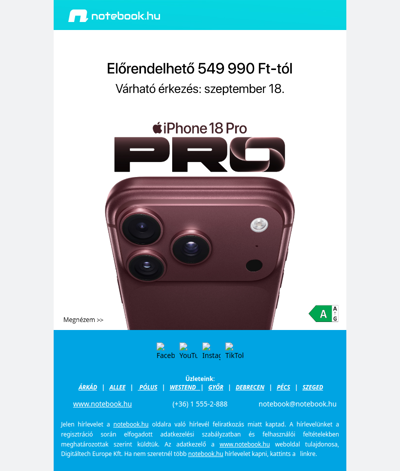 📱 iPhone 18 Pro és Pro Max – rendeld elő most!