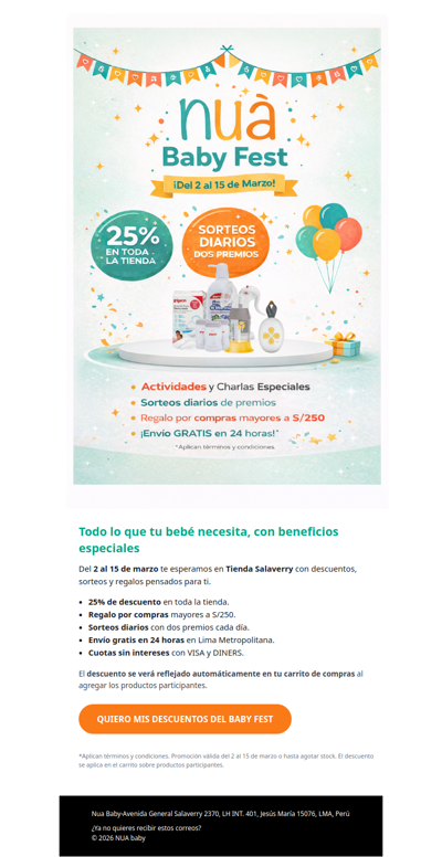 Solo hasta el 15 de marzo: 25% en Nuá Baby Fest