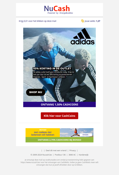 Adidas outlet, tot wel 50% korting!