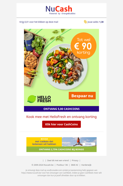 Je ontvangt tot wel 90 EUR korting op HelloFresh