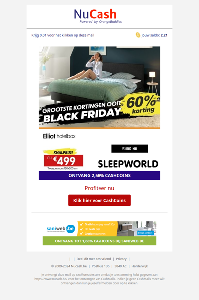 Tot wel 60% Black-Friday korting bij Sleepworld!