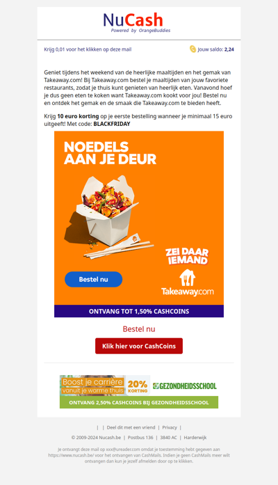 Takeaway.com kookt vanavond voor jou, tijdelijk 15 euro korting!