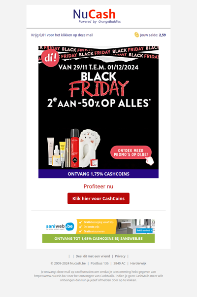 Black Friday 2e aan-50% op alles!