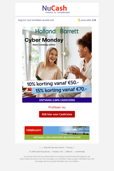 Cyber Monday! 10% korting vanaf €50,-