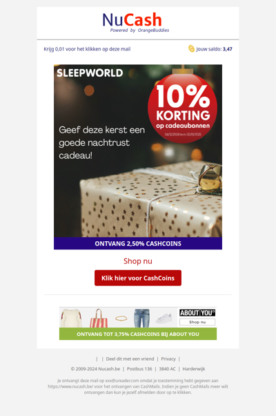 10% korting op cadeaubonnen tijdens de kerst!