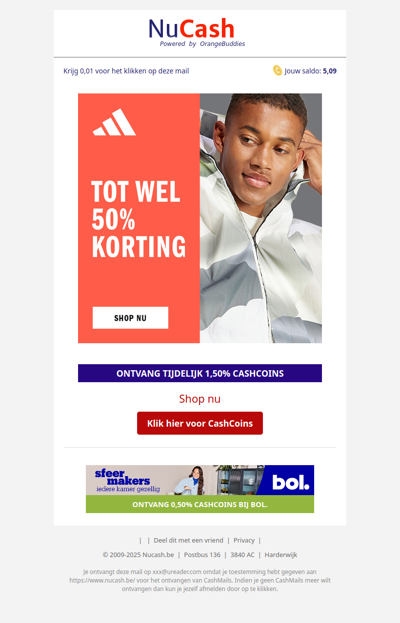 Tot wel 50% korting bij Adidas!